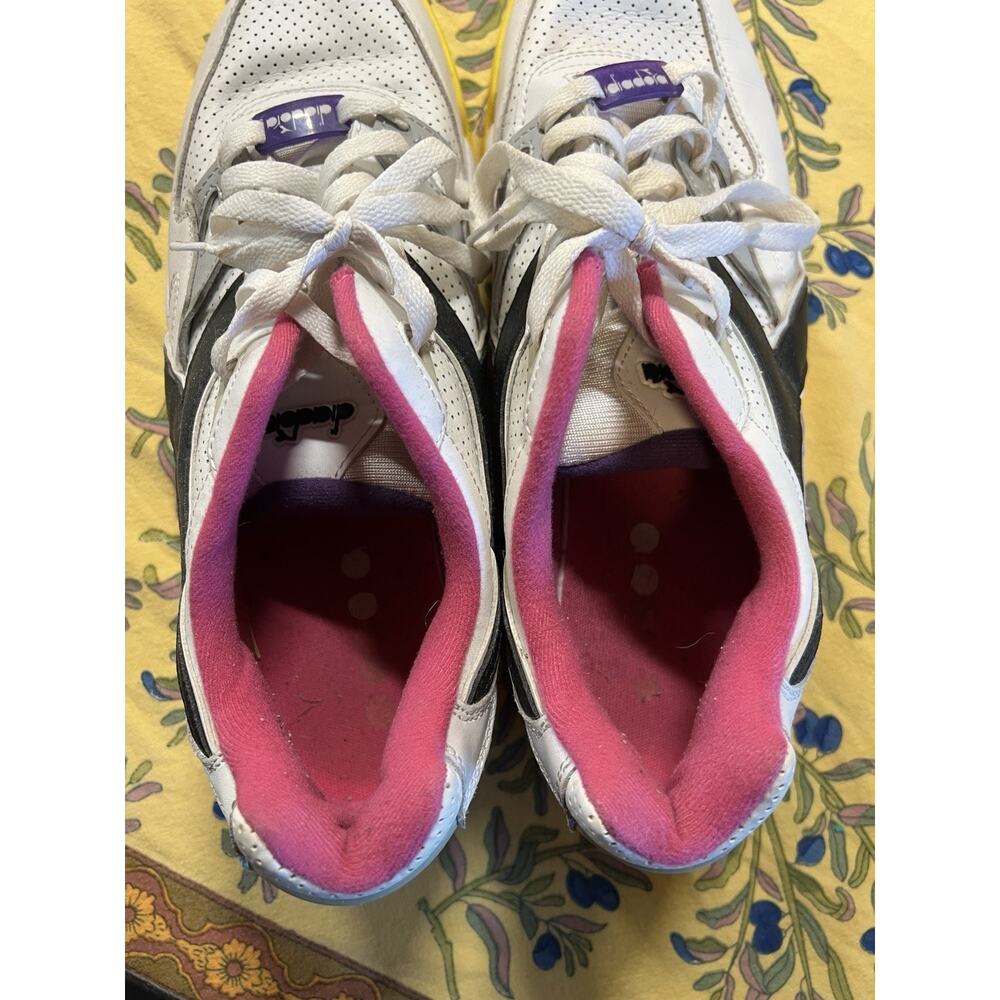 Diadora White Black Yellow Purple Accent Low-Top Sneakers - Picture 7 of 11